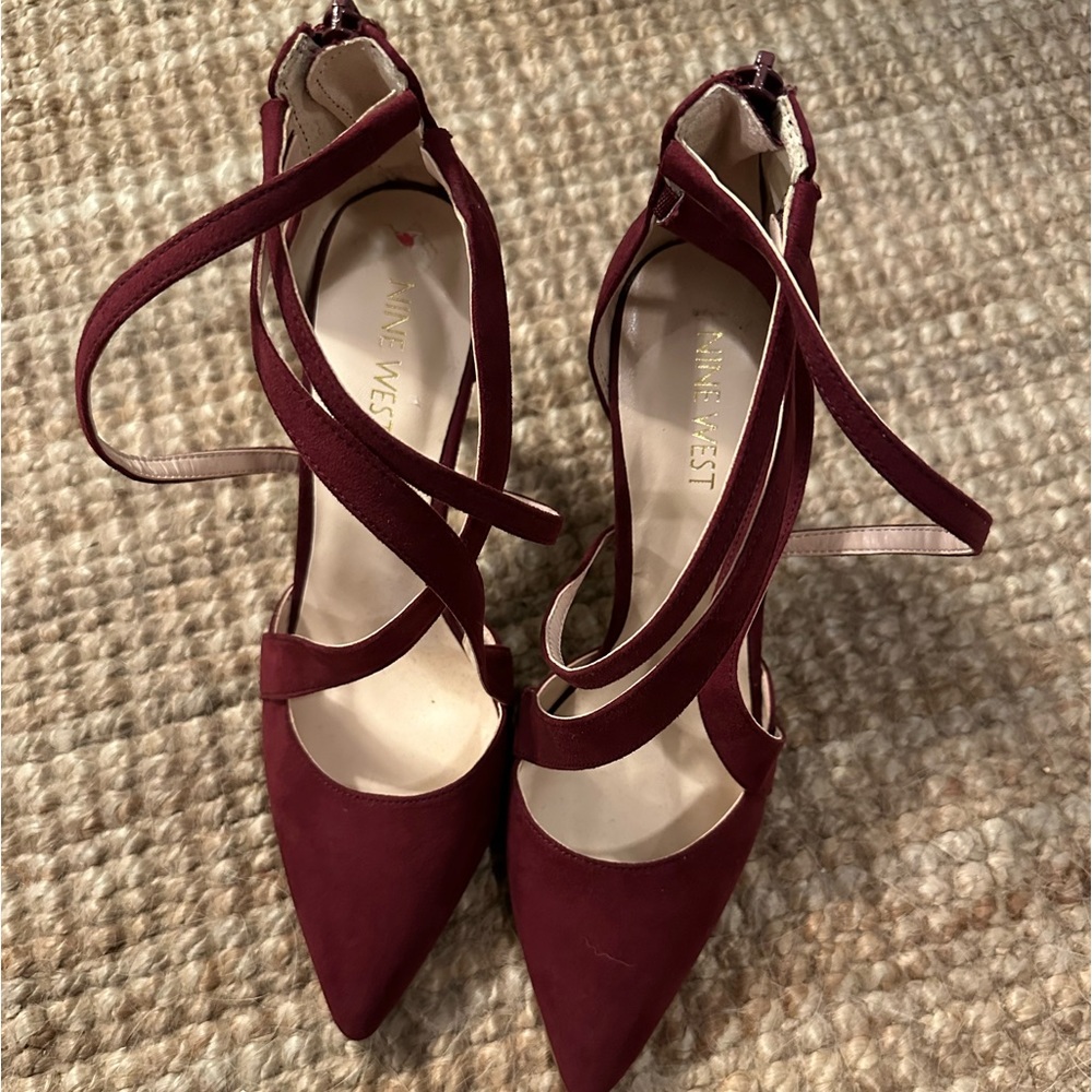 Maroon Suede Nine West Pointed Toe Pump